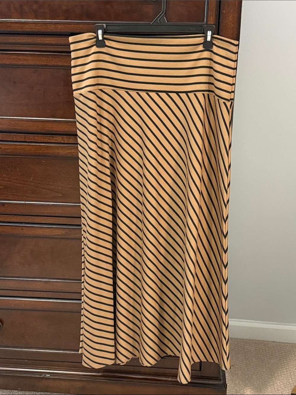 Striped Tan and Black Women's Maxi Skirt